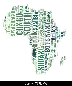 African countries in shape of the continent Stock Photo
