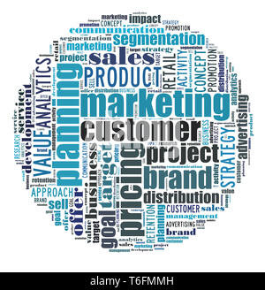 wordcloud illustration of marketing and business words Stock Photo