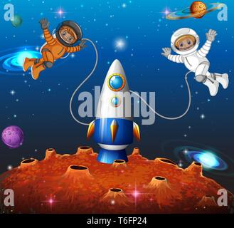 Astronaut in the space illustration Stock Vector