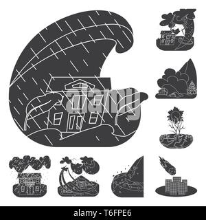 Vector illustration of calamity and crash sign. Collection of calamity ...