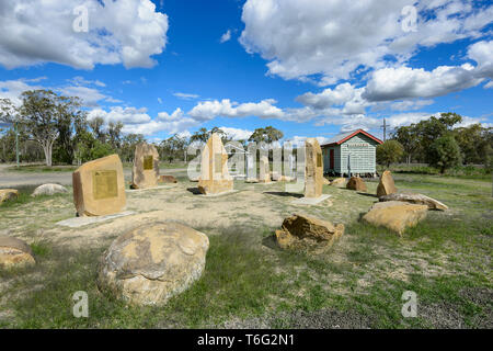 Gunnewin soldier settlement momorial and old railway station, South West Queensland, QLD, Australia Stock Photo