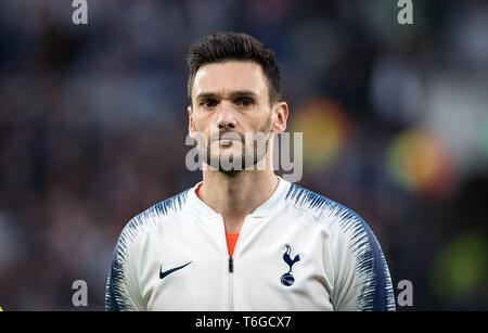 London, UK. 30th Apr 2019. Goalkeeper Hugo Lloris of Spurs during the UEFA Champions League semi-final 1st leg match between Tottenham Hotspur and Ajax at Tottenham Hotspur Stadium, High Road, London, England on 30 April 2019. Photo by Andy Rowland. Credit: PRiME Media Images/Alamy Live News Stock Photo