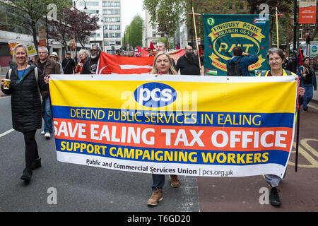 London, UK. 1st May, 2019. Representatives of trade unions and socialist and communist parties from many different countries take part in the annual May Day march and rally to mark International Workers' Day. Credit: Mark Kerrison/Alamy Live News Stock Photo