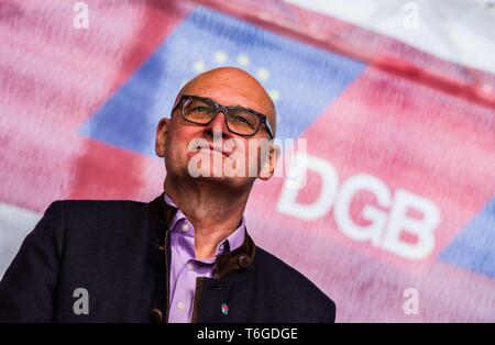 Munich, Bavaria, Germany. 1st May, 2019. HEINRICH BIRNER OF the DGB Bayern. Demonstrating under the motto of 'Europa. Jetzt aber richtig!'', thousands of German workers took the streets of Munich, Germany for May Day in support of European solidarity and workers' rights. Organized by the DGB coalition of unions, the group marched from the DGB Haus to Marienplatz where a full day of speakers and performances were planned. Credit: Sachelle Babbar/ZUMA Wire/Alamy Live News Stock Photo