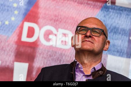 Munich, Bavaria, Germany. 1st May, 2019. HEINRICH BIRNER OF the DGB Bayern. Demonstrating under the motto of 'Europa. Jetzt aber richtig!'', thousands of German workers took the streets of Munich, Germany for May Day in support of European solidarity and workers' rights. Organized by the DGB coalition of unions, the group marched from the DGB Haus to Marienplatz where a full day of speakers and performances were planned. Credit: Sachelle Babbar/ZUMA Wire/Alamy Live News Stock Photo