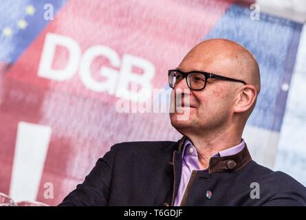 Munich, Bavaria, Germany. 1st May, 2019. HEINRICH BIRNER OF the DGB Bayern. Demonstrating under the motto of 'Europa. Jetzt aber richtig!'', thousands of German workers took the streets of Munich, Germany for May Day in support of European solidarity and workers' rights. Organized by the DGB coalition of unions, the group marched from the DGB Haus to Marienplatz where a full day of speakers and performances were planned. Credit: Sachelle Babbar/ZUMA Wire/Alamy Live News Stock Photo