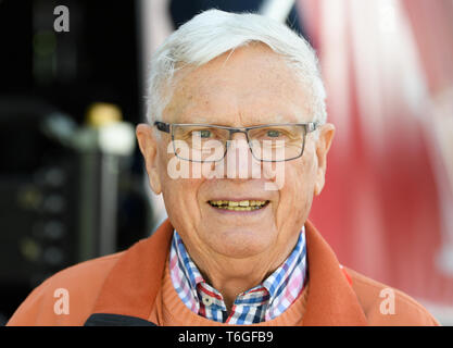 Eschborn, Germany. 01st May, 2019. The former ZDF cycling reporter Klaus Angermann is a guest at the cycling classic Eschborn-Frankfurt. Credit: Arne Dedert/dpa/Alamy Live News Stock Photo