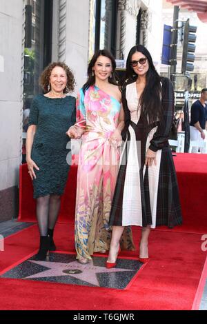 Los Angeles, CA, USA. 1st May, 2019. Rhea Perlman, Lucy Liu, Demi Moore at the induction ceremony for Star on the Hollywood Walk of Fame for Lucy Liu, Hollywood Boulevard, Los Angeles, CA May 1, 2019. Credit: Priscilla Grant/Everett Collection/Alamy Live News Stock Photo