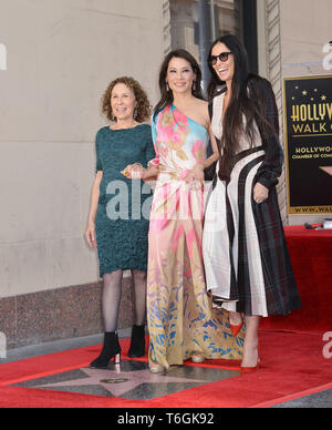 Lucy Liu Honored With Star On The Hollywood Walk Of Fame on May 01, 2019 in Hollywood, California. Lucy Liu 029 Rhea Perlman, Demi Moore Stock Photo