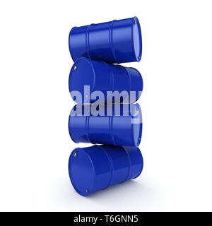 3D rendering blue barrels Stock Photo