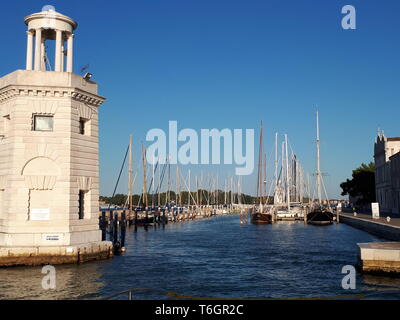 view from the boat to the pier in venice