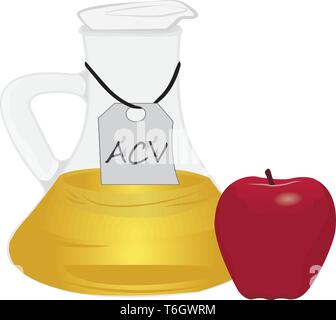 Apple cider vinegar and apple vector illustration Stock Vector