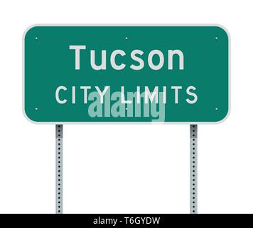 Tucson city United States of America - Vector Illustration Of The Tucson City Limit Green Road Sign T6gydw 
