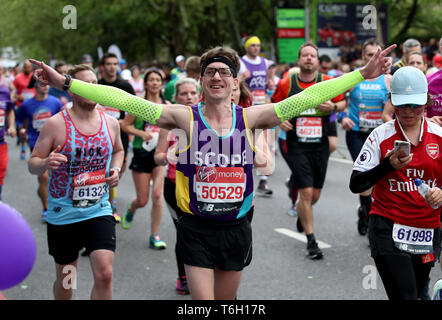 London England. Sunday April 28 2019. Participants running the London marathon. Stock Photo