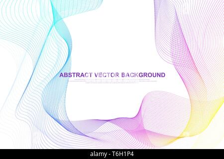 Abstract colorful wave lines background. Circular wireframe mesh element. Geometric template for your design brochure, flyer, report, website, banner Stock Vector