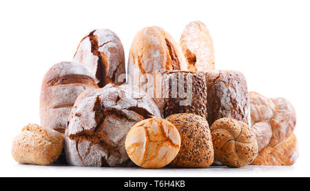 Composition with assorted bakery products isolated on white Stock Photo