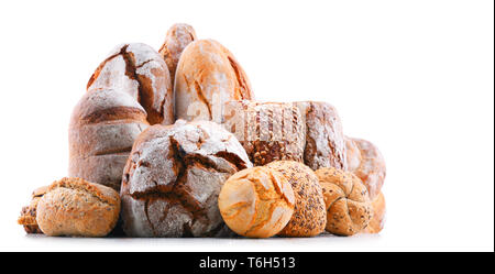 Composition with assorted bakery products isolated on white Stock Photo