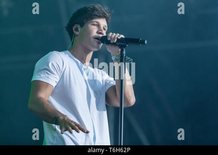 The German pop singer Wincent Weiss live at the 28th Heitere Open Air ...