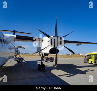 a propeller aircraft at the airport Stock Photo