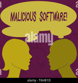 Text sign showing Malicious Software. Business photo showcasing the software that brings harm to a computer system Silhouette Sideview Profile Image o Stock Photo