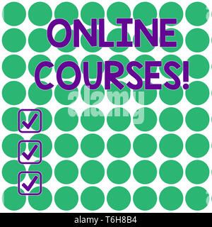 Handwriting text writing Online Courses. Conceptual photo courses deliver a series of lessons to a web browser Seamless Green Circles Arranged in Rows Stock Photo