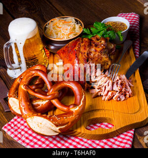crispy fried Bavarian pork knuckle with soft meat Stock Photo