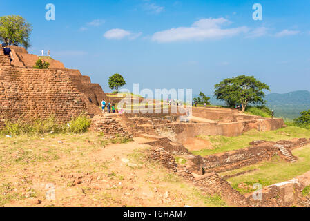 On top of the rock with palace and fortress Sigiriya Stock Photo