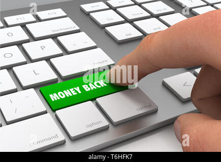 money back push button concept 3d illustration isolated Stock Photo