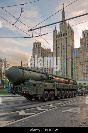 Moscow, Russia - 04.29.2018: Rehearsal of a military parade to the celebration of a Victory Day Stock Photo