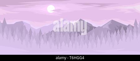 Horizontal panorama of the mountain range Stock Vector