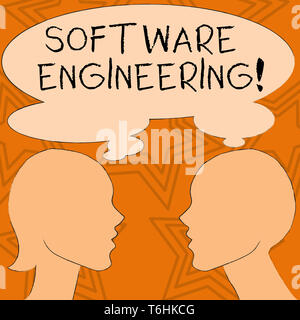 Writing note showing Software Engineering. Business concept for apply engineering to the development of software Silhouette Sideview Profile of Man an Stock Photo