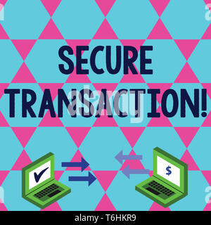 Word writing text Secure Transaction. Business photo showcasing a transaction intended to create a security interest Exchange Arrow Icons Between Two  Stock Photo