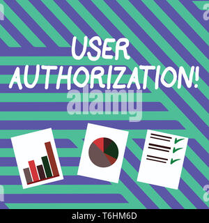 Conceptual hand writing showing User Authorization. Concept meaning security mechanism to determine access levels or user Presentation of Bar, Data an Stock Photo