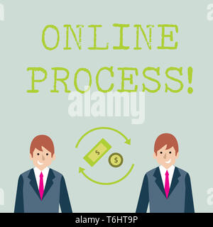 Conceptual hand writing showing Online Process. Concept meaning An automated way to enter and process data or reports Money in Dollar Sign in Rotating Stock Photo