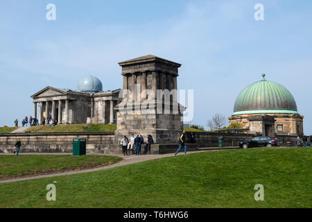 City Observatory, now the Collective Arts Centre, Playfair Monument and City Dome on Calton Hill, Edinburgh, Scotland, UK Stock Photo