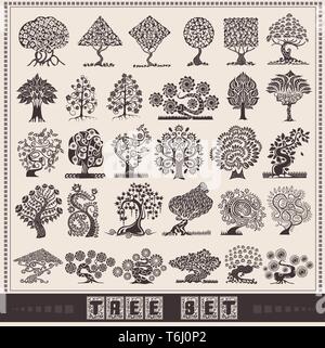big set of different abstarct tree Stock Vector