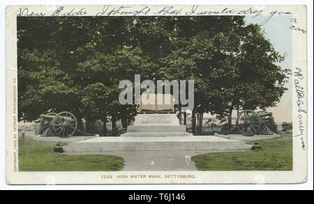 Detroit Publishing Company vintage postcard reproduction of the High Water Mark of the Rebellion Monument in Gettysburg, Pennsylvania, 1914. From the New York Public Library. () Stock Photo