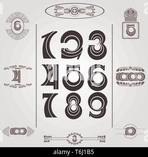 set of numbers in vintage style Stock Vector