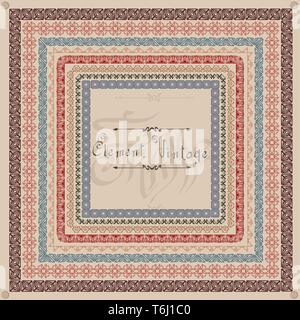 Set of square frames in vintage style Stock Vector