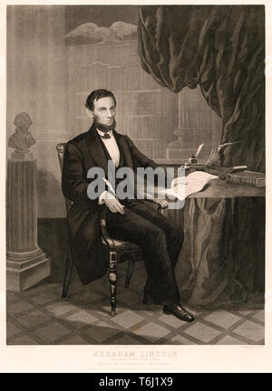 Abraham Lincoln, President of the United States, signing the Emancipation Proclamation on January 1st 1863 Stock Photo