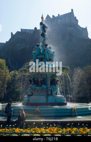 Refurbished Ross Fountain in West Princes Street Gardens in Edinburgh, Scotland, UK Stock Photo
