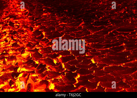 The surface of the lava, The red crack stage for background Stock Photo