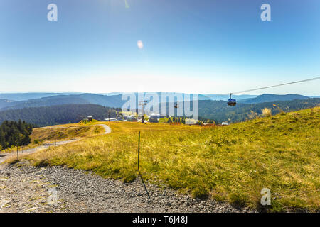 panorama of the mountain Feldberg, seen downwards to the community Feldberg, High Black Forest, Germany, footpath to the Seebuck Stock Photo