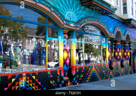 San Francisco, California, USA - 24th May 2015 : Beautiful buildings exterior of a shop in the famous hippie district of Haight & Ashbury in San Franc Stock Photo