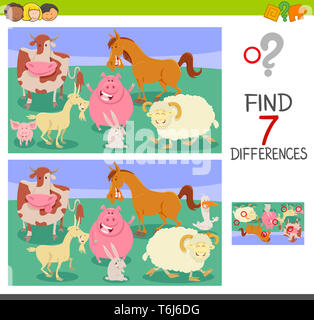 find differences game with farm animals Stock Photo