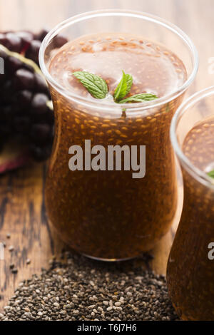 Pomegranate smoothies with chia seeds Stock Photo - Alamy
