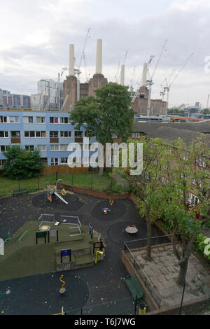 A children's playground is pictured in Seldon House estate near Battersea Power Station on September 20, 2017.