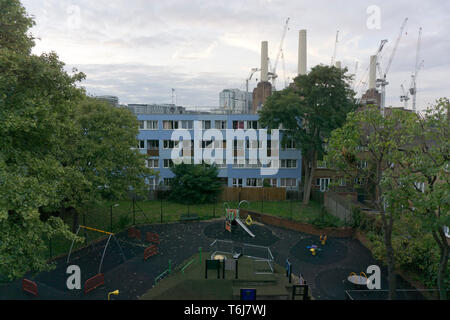 A children's playground is pictured in Seldon House estate near Battersea Power Station on September 20, 2017.