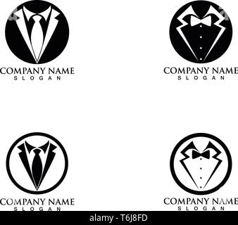 Tuxedo logo and symbols black icons template Stock Vector