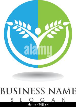 Tree green people identity card vector logo template Stock Vector